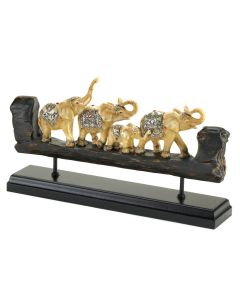 ELEPHANT FAMILY CARVED DECOR